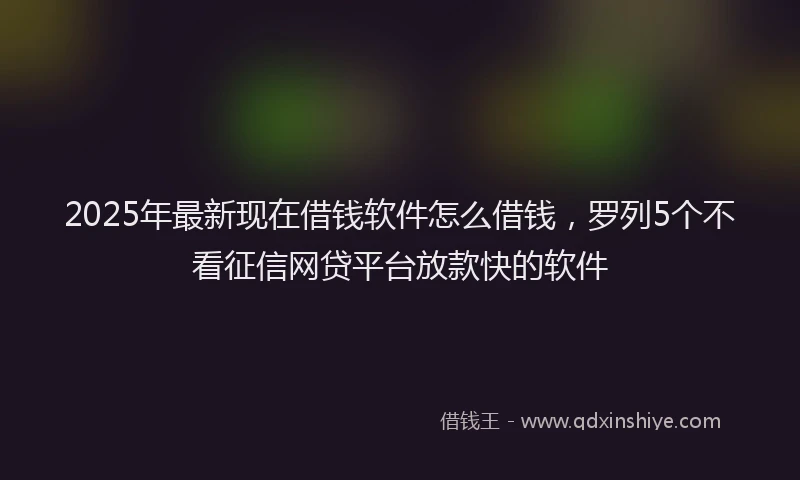 2025年最新现在借钱软件怎么借钱，罗列5个不看征信网贷平台放款快的软件