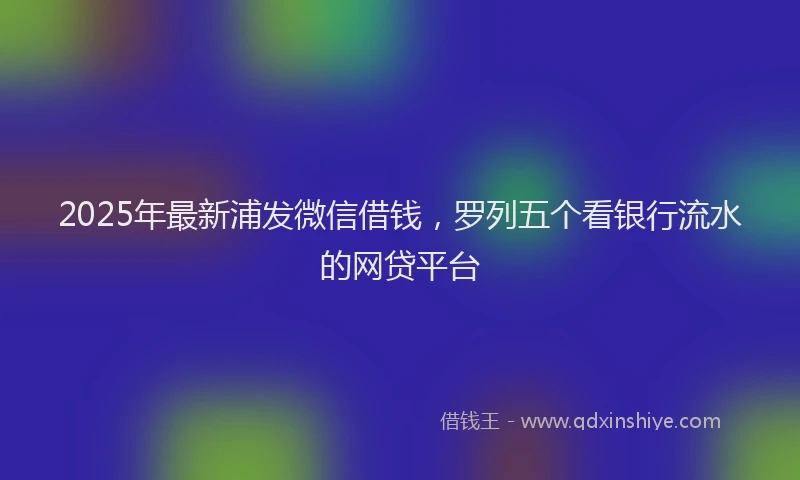 2025年最新浦发微信借钱，罗列五个看银行流水的网贷平台