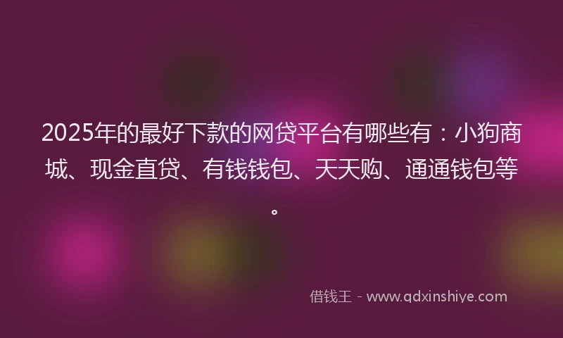 2025年的最好下款的网贷平台有哪些有：小狗商城、现金直贷、有钱钱包、天天购、通通钱包等。