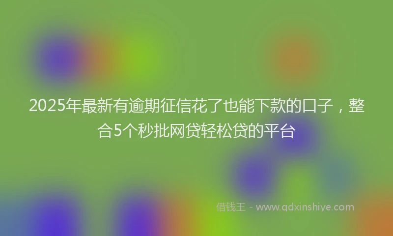 2025年最新有逾期征信花了也能下款的口子，整合5个秒批网贷轻松贷的平台