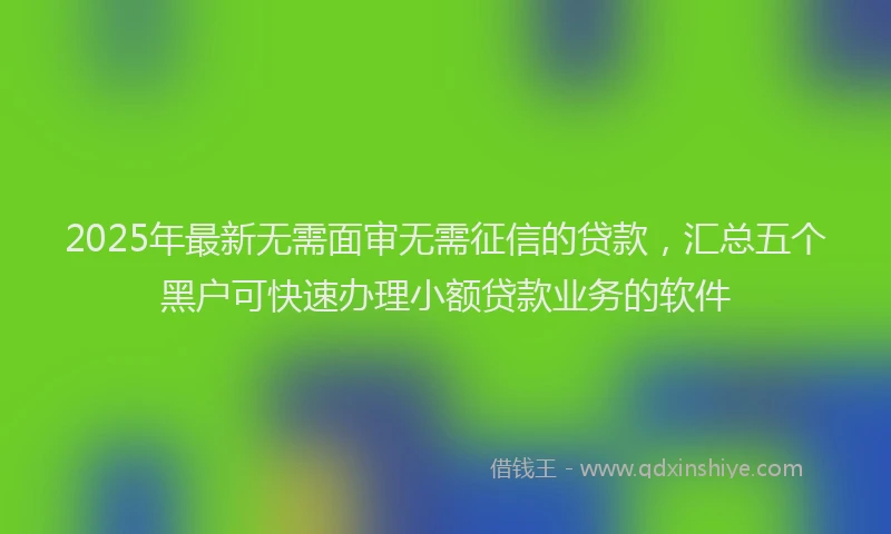 2025年最新无需面审无需征信的贷款，汇总五个黑户可快速办理小额贷款业务的软件