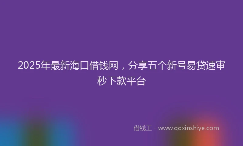 2025年最新海口借钱网，分享五个新号易贷速审秒下款平台