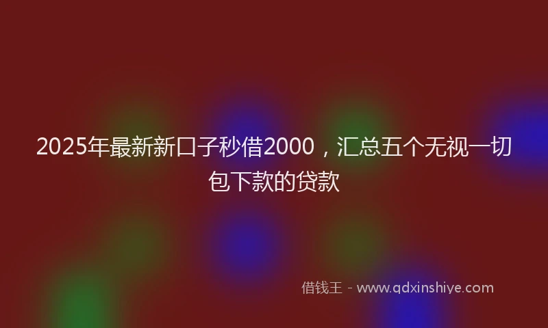 2025年最新新口子秒借2000，汇总五个无视一切包下款的贷款