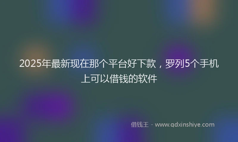 2025年最新现在那个平台好下款，罗列5个手机上可以借钱的软件