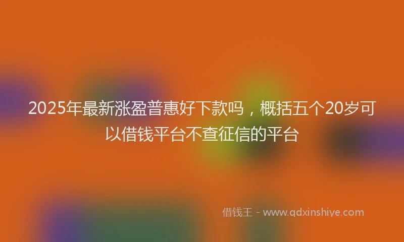 2025年最新涨盈普惠好下款吗，概括五个20岁可以借钱平台不查征信的平台