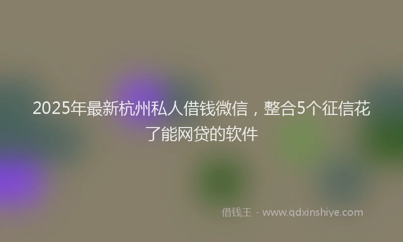 2025年最新杭州私人借钱微信，整合5个征信花了能网贷的软件