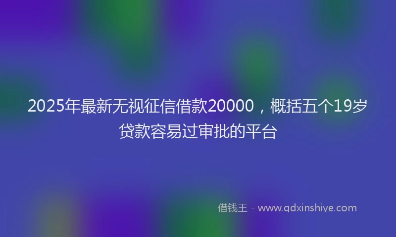 2025年最新无视征信借款20000，概括五个19岁贷款容易过审批的平台