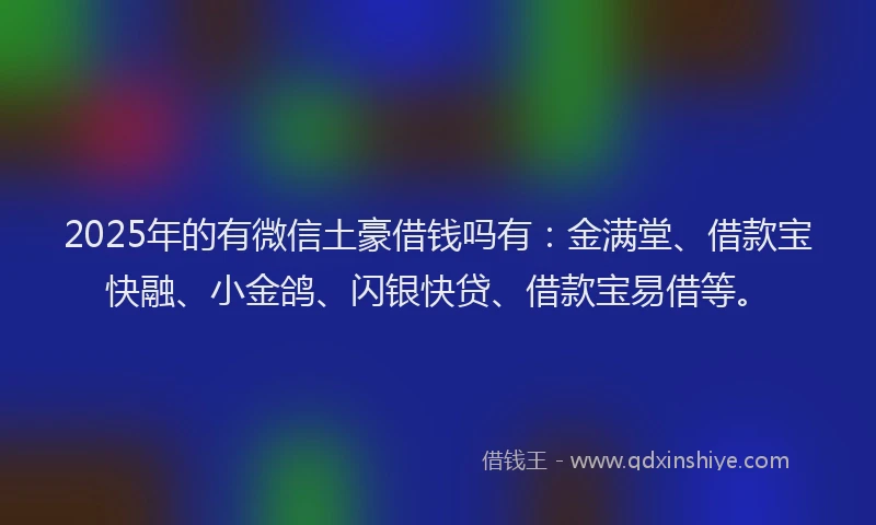2025年的有微信土豪借钱吗有：金满堂、借款宝快融、小金鸽、闪银快贷、借款宝易借等。