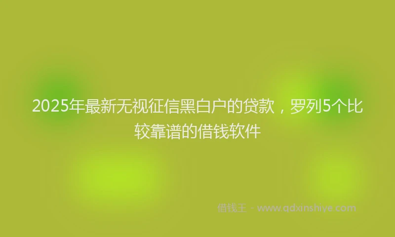 2025年最新无视征信黑白户的贷款，罗列5个比较靠谱的借钱软件