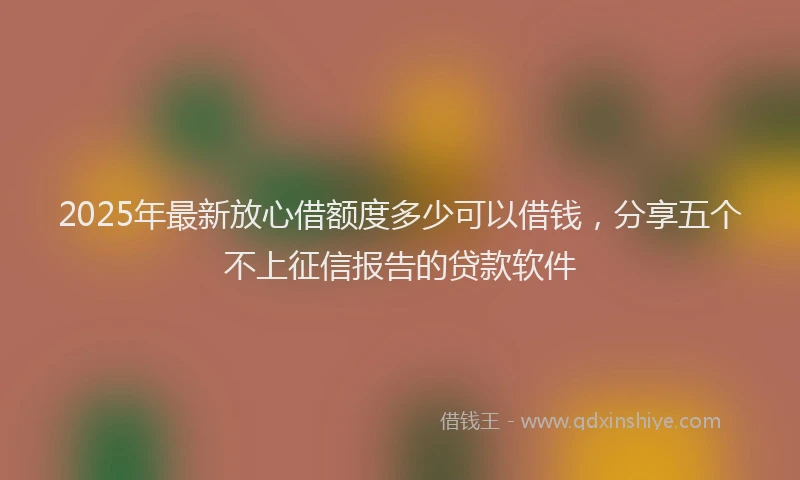 2025年最新放心借额度多少可以借钱，分享五个不上征信报告的贷款软件