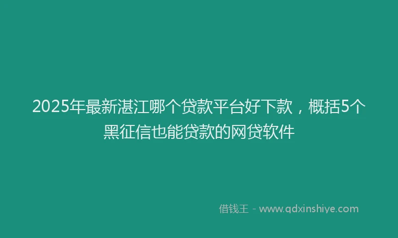 2025年最新湛江哪个贷款平台好下款，概括5个黑征信也能贷款的网贷软件