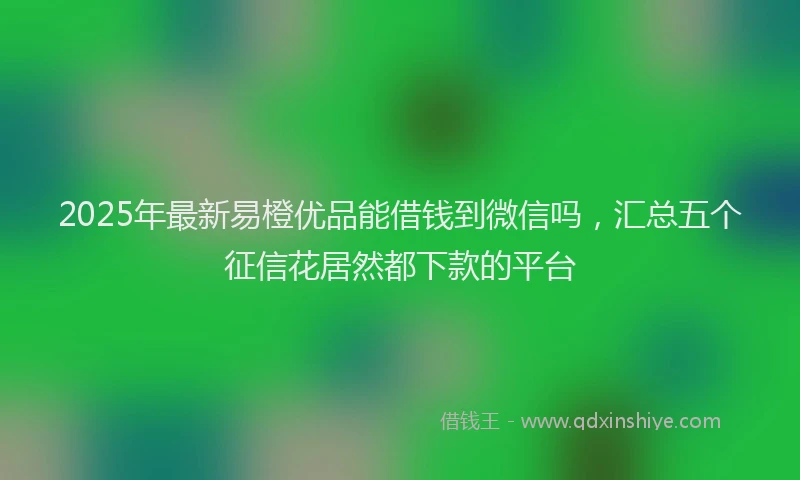 2025年最新易橙优品能借钱到微信吗，汇总五个征信花居然都下款的平台