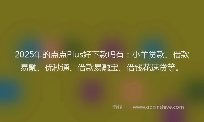 2025年的点点Plus好下款吗有：小羊贷款、借款易融、优秒通、借款易融宝、借钱花速贷等。