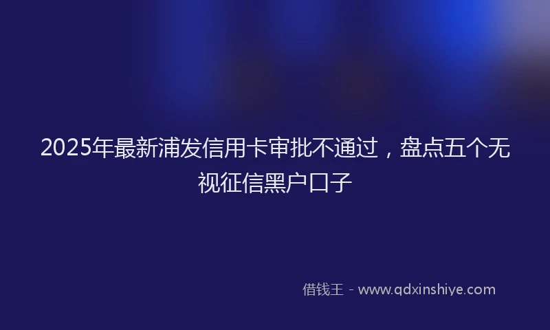 2025年最新浦发信用卡审批不通过，盘点五个无视征信黑户口子