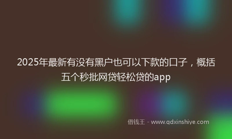 2025年最新有没有黑户也可以下款的口子，概括五个秒批网贷轻松贷的app