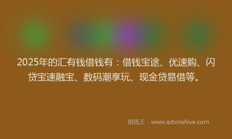 2025年的汇有钱借钱有：借钱宝途、优速购、闪贷宝速融宝、数码潮享玩、现金贷易借等。