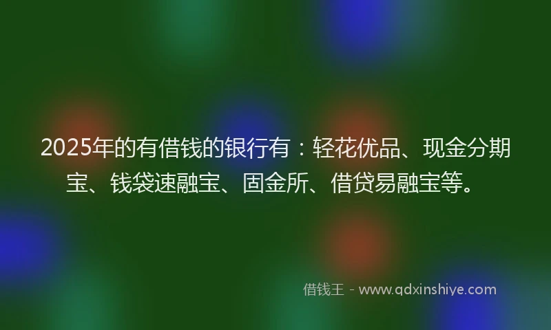2025年的有借钱的银行有：轻花优品、现金分期宝、钱袋速融宝、固金所、借贷易融宝等。