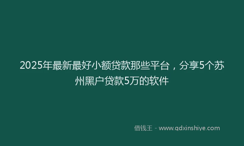 2025年最新最好小额贷款那些平台，分享5个苏州黑户贷款5万的软件