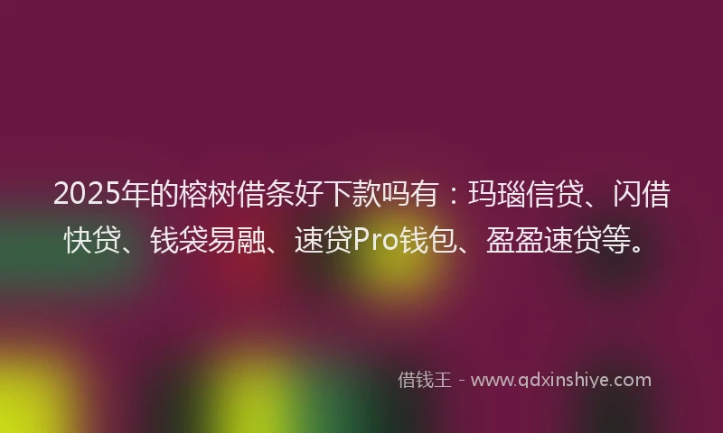 2025年的榕树借条好下款吗有：玛瑙信贷、闪借快贷、钱袋易融、速贷Pro钱包、盈盈速贷等。