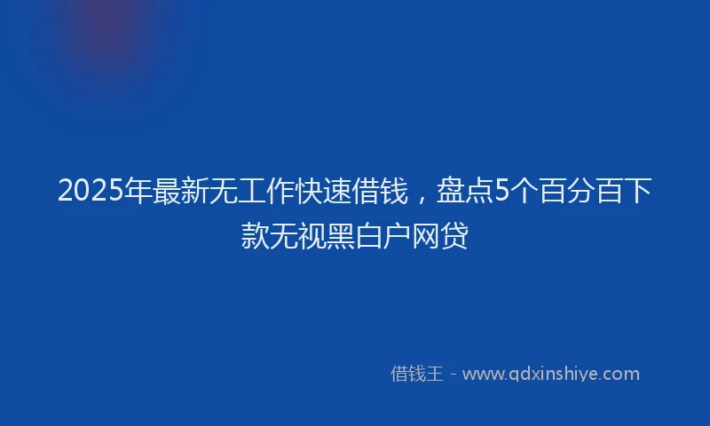 2025年最新无工作快速借钱，盘点5个百分百下款无视黑白户网贷