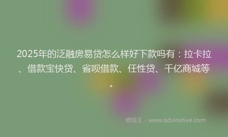 2025年的泛融房易贷怎么样好下款吗有：拉卡拉、借款宝快贷、省呗借款、任性贷、千亿商城等。