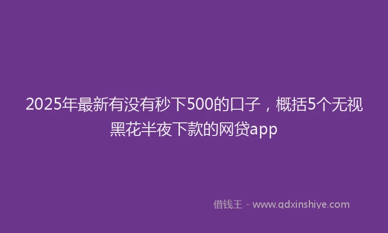 2025年最新有没有秒下500的口子，概括5个无视黑花半夜下款的网贷app