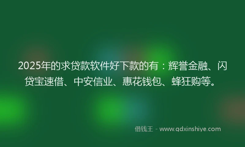 2025年的求贷款软件好下款的有：辉誉金融、闪贷宝速借、中安信业、惠花钱包、蜂狂购等。
