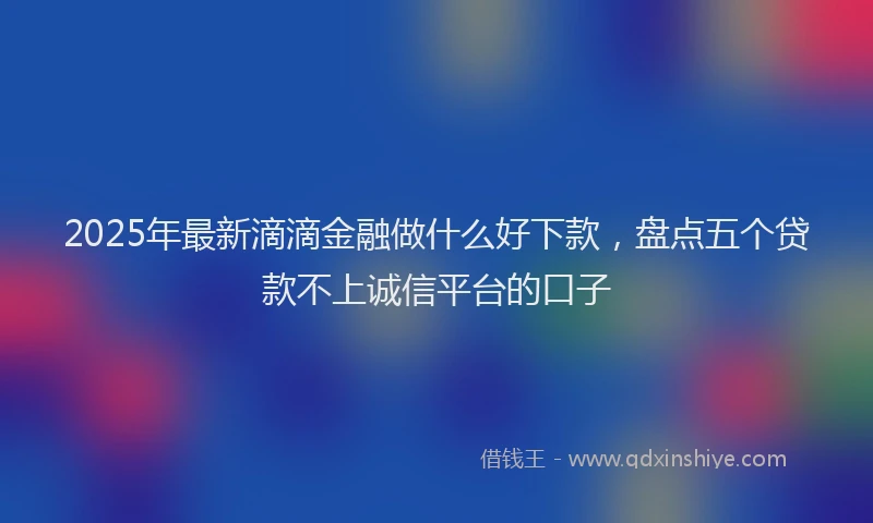 2025年最新滴滴金融做什么好下款，盘点五个贷款不上诚信平台的口子