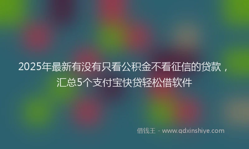 2025年最新有没有只看公积金不看征信的贷款，汇总5个支付宝快贷轻松借软件