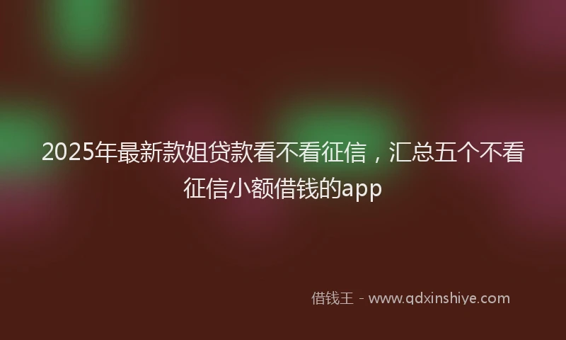 2025年最新款姐贷款看不看征信，汇总五个不看征信小额借钱的app