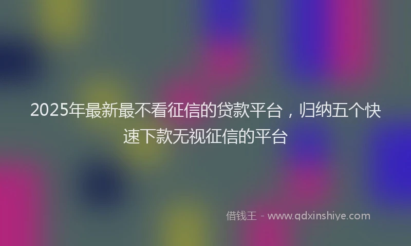 2025年最新最不看征信的贷款平台，归纳五个快速下款无视征信的平台
