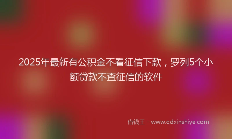 2025年最新有公积金不看征信下款，罗列5个小额贷款不查征信的软件