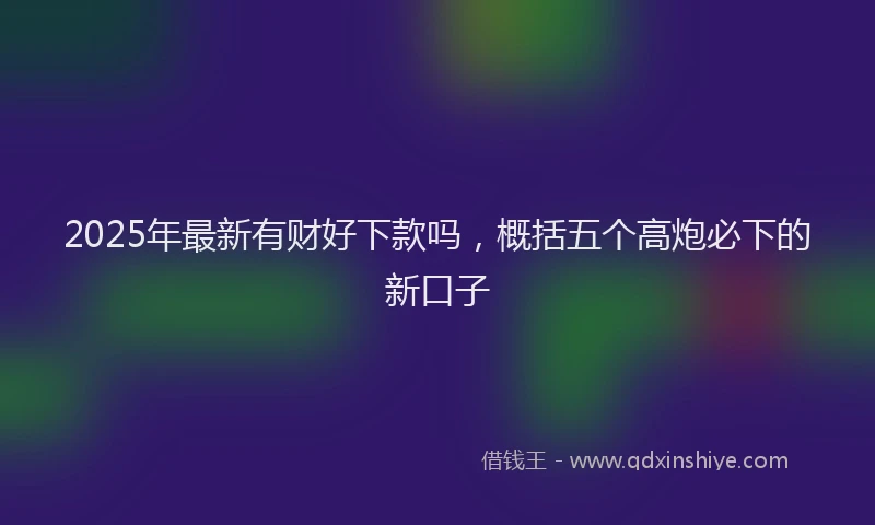 2025年最新有财好下款吗，概括五个高炮必下的新口子