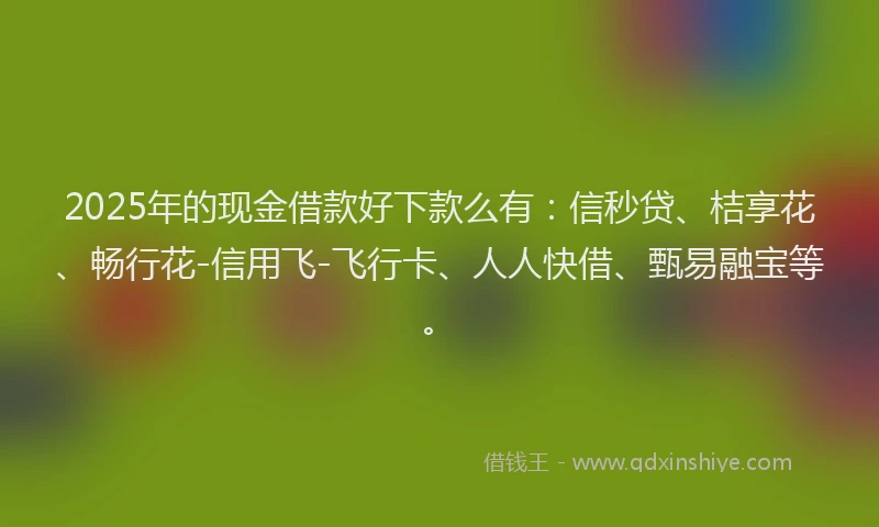 2025年的现金借款好下款么有：信秒贷、桔享花、畅行花-信用飞-飞行卡、人人快借、甄易融宝等。