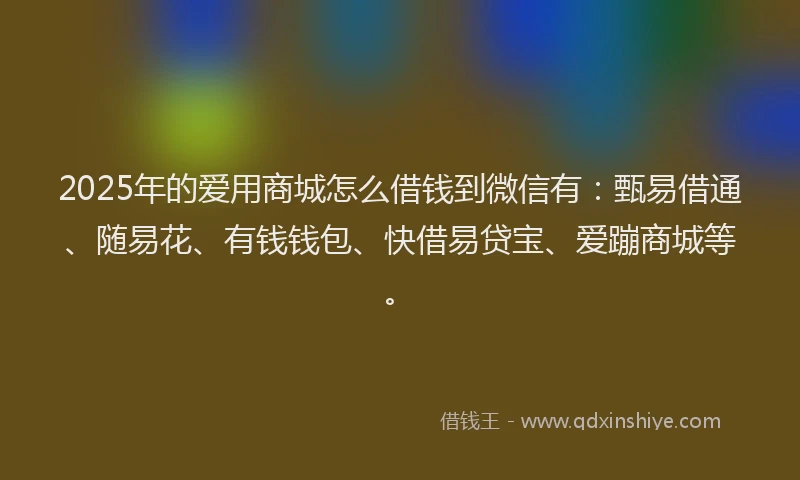 2025年的爱用商城怎么借钱到微信有：甄易借通、随易花、有钱钱包、快借易贷宝、爱蹦商城等。