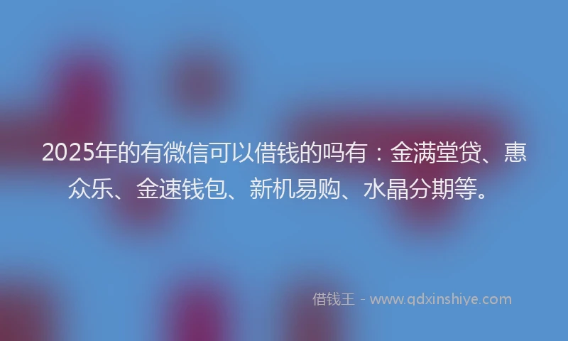 2025年的有微信可以借钱的吗有：金满堂贷、惠众乐、金速钱包、新机易购、水晶分期等。