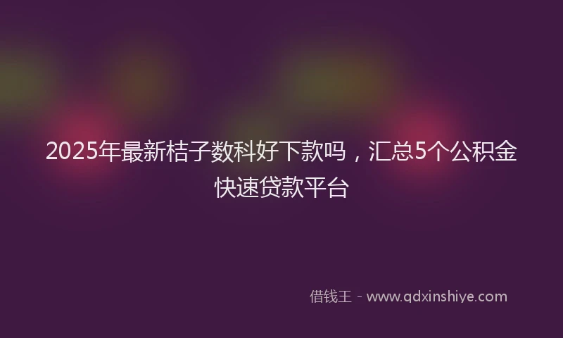 2025年最新桔子数科好下款吗，汇总5个公积金快速贷款平台