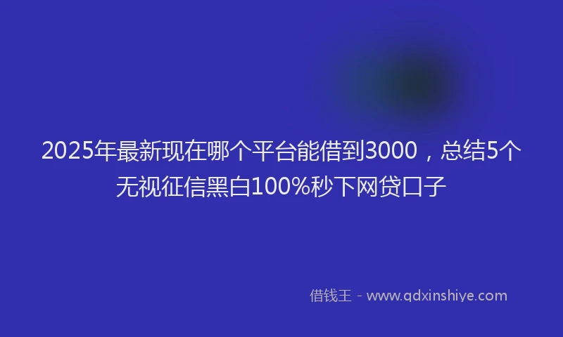 2025年最新现在哪个平台能借到3000，总结5个无视征信黑白100%秒下网贷口子