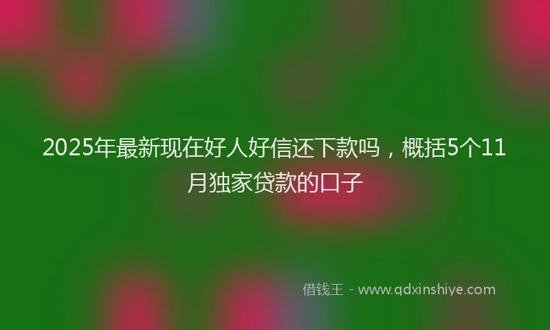 2025年最新现在好人好信还下款吗，概括5个11月独家贷款的口子