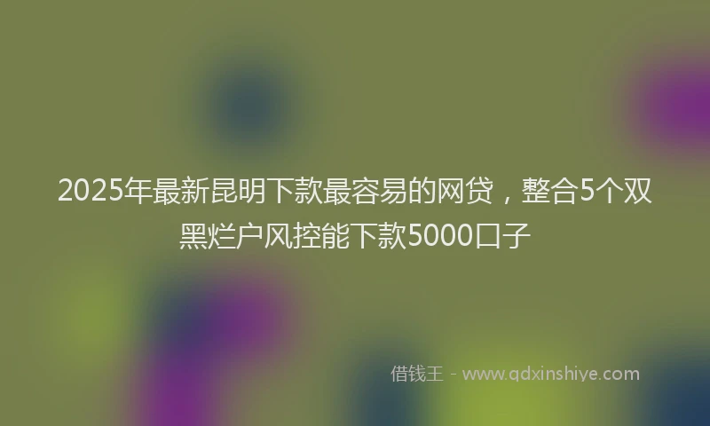 2025年最新昆明下款最容易的网贷，整合5个双黑烂户风控能下款5000口子