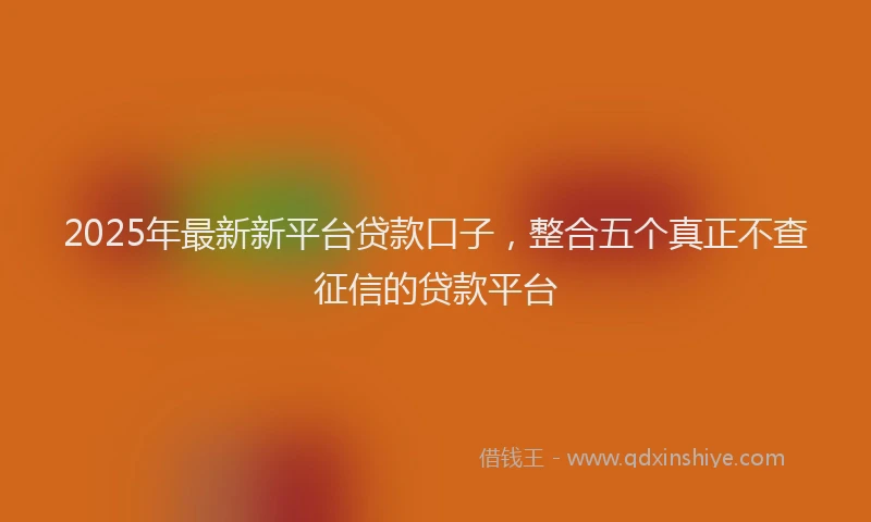 2025年最新新平台贷款口子，整合五个真正不查征信的贷款平台