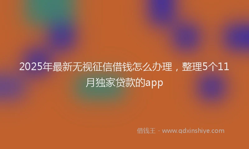 2025年最新无视征信借钱怎么办理，整理5个11月独家贷款的app