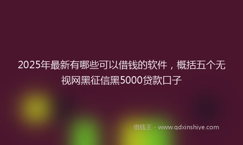 2025年最新有哪些可以借钱的软件，概括五个无视网黑征信黑5000贷款口子