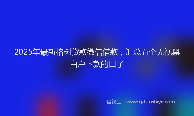 2025年最新榕树贷款微信借款，汇总五个无视黑白户下款的口子