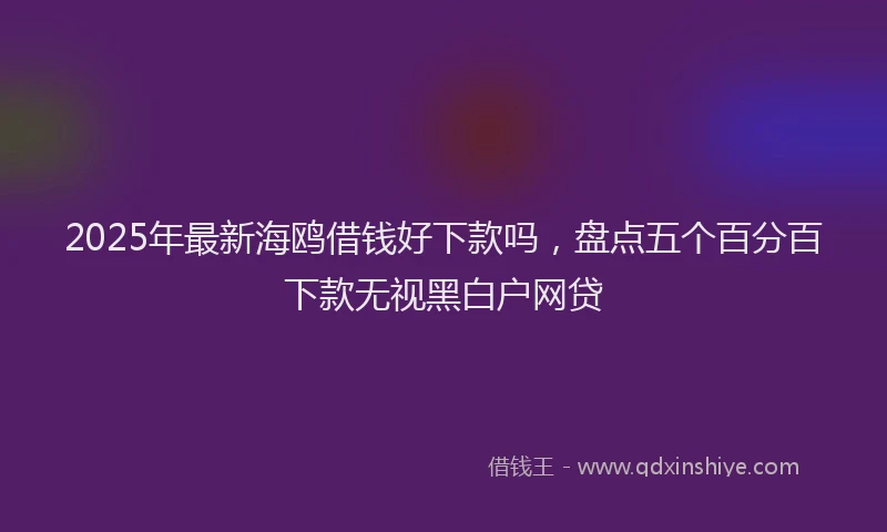 2025年最新海鸥借钱好下款吗，盘点五个百分百下款无视黑白户网贷