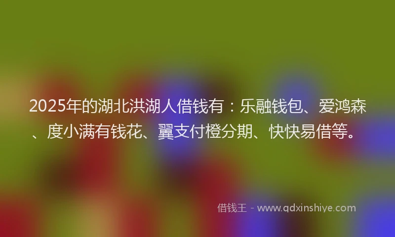 2025年的湖北洪湖人借钱有：乐融钱包、爱鸿森、度小满有钱花、翼支付橙分期、快快易借等。
