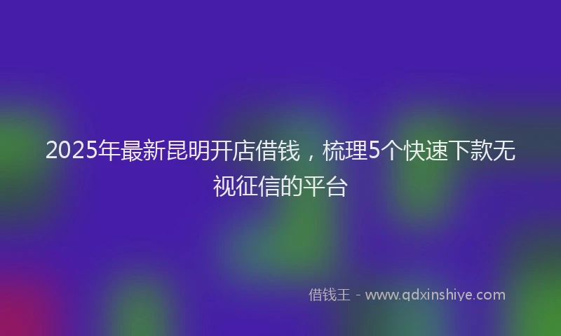 2025年最新昆明开店借钱，梳理5个快速下款无视征信的平台