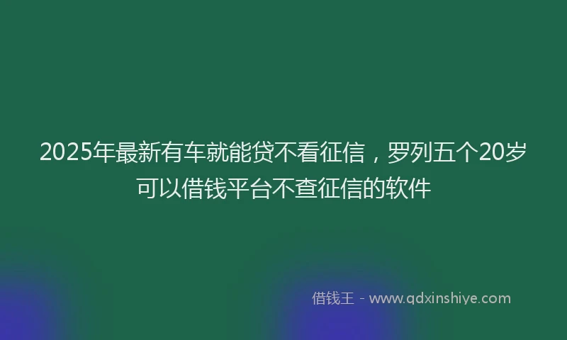 2025年最新有车就能贷不看征信，罗列五个20岁可以借钱平台不查征信的软件