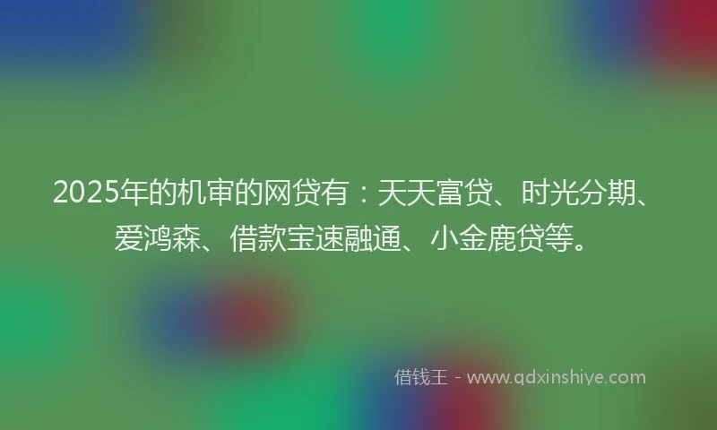 2025年的机审的网贷有：天天富贷、时光分期、爱鸿森、借款宝速融通、小金鹿贷等。