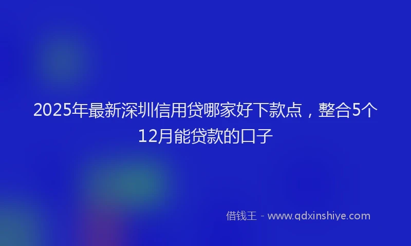 2025年最新深圳信用贷哪家好下款点，整合5个12月能贷款的口子